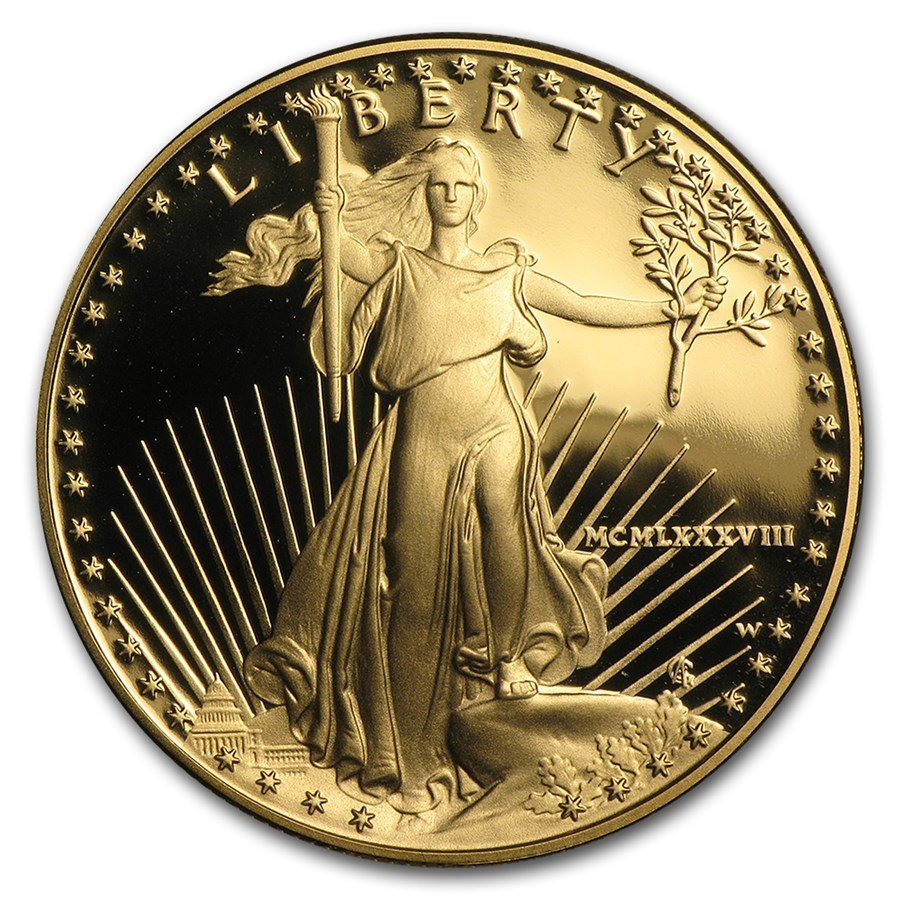 1988-W 1 oz Proof American Gold Eagle (w/Box & COA)