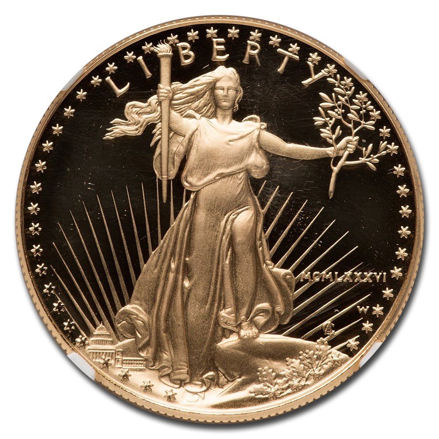 1986-W 1 oz Proof Gold Eagle PF-70 UCAM NGC (Mercanti Signed)