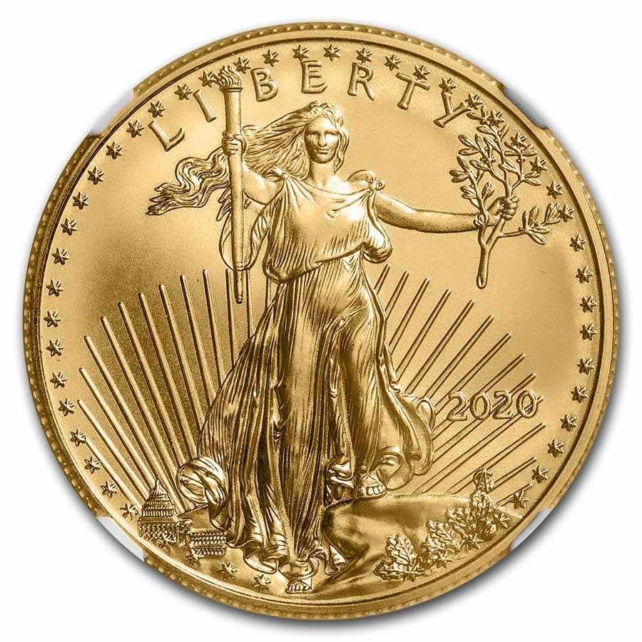 1/2 oz American Gold Eagle MS-70 NGC (Random Year/Signature)