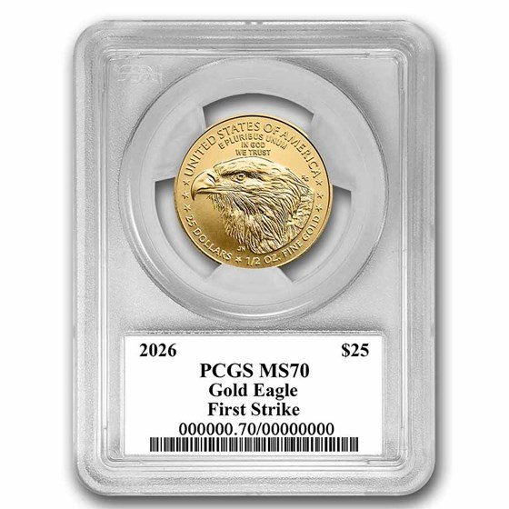 2026 1/2 oz American Gold Eagle MS-70 PCGS (FS®, Black Label)