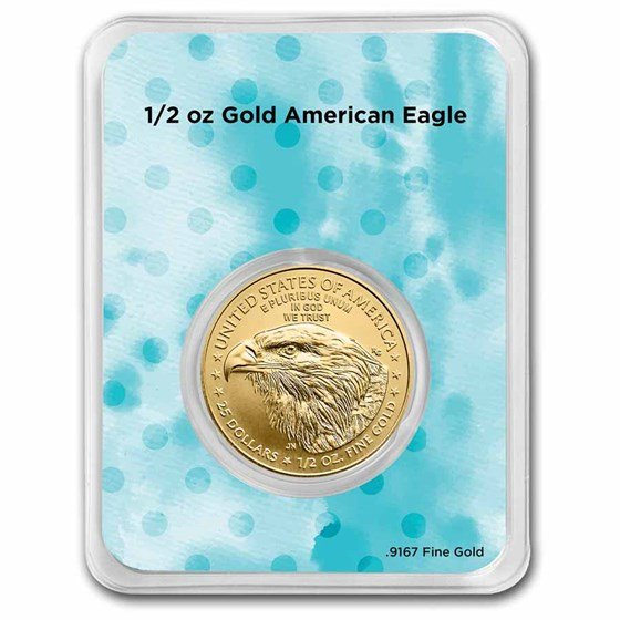 2025 1/2 oz Gold Eagle - w/Happy Birthday, Balloons Card, In TEP