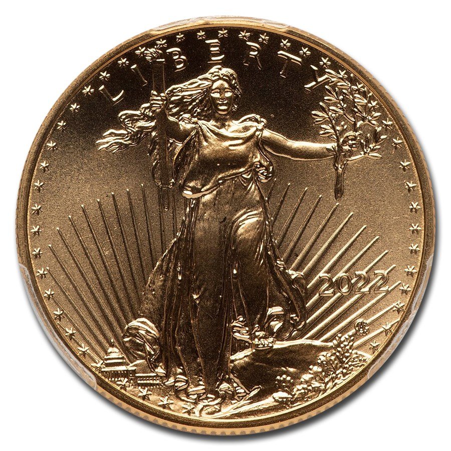 2022 1/2 oz American Gold Eagle MS-70 PCGS (FDI, Gold Foil Label)