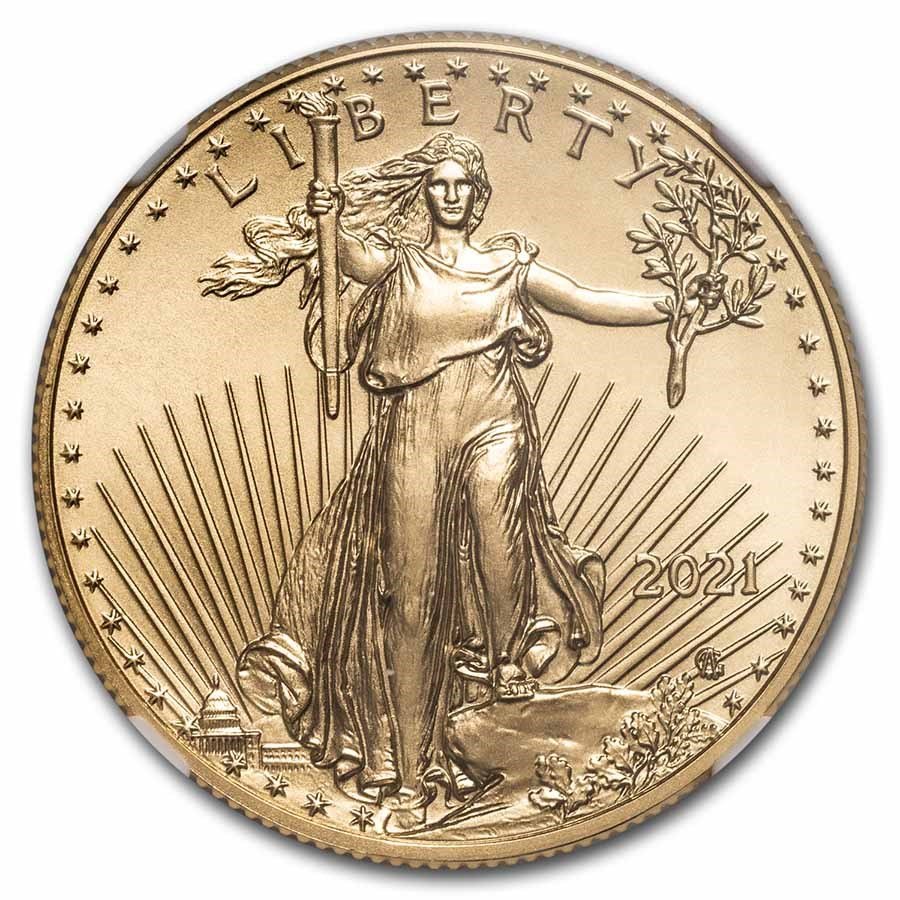 2021 1/2 oz American Gold Eagle (Type 2) MS-70 NGC (ER)
