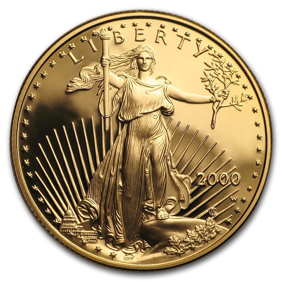2000-W 1/2 oz Proof American Gold Eagle (w/Box & COA)