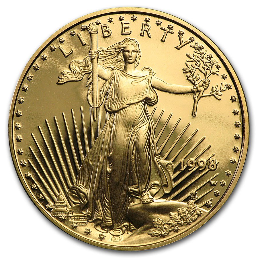 1998-W 1/2 oz Proof American Gold Eagle (w/Box & COA)