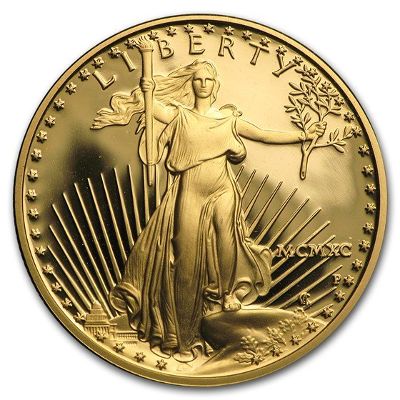 1990-P 1/2 oz Proof American Gold Eagle (w/Box & COA)