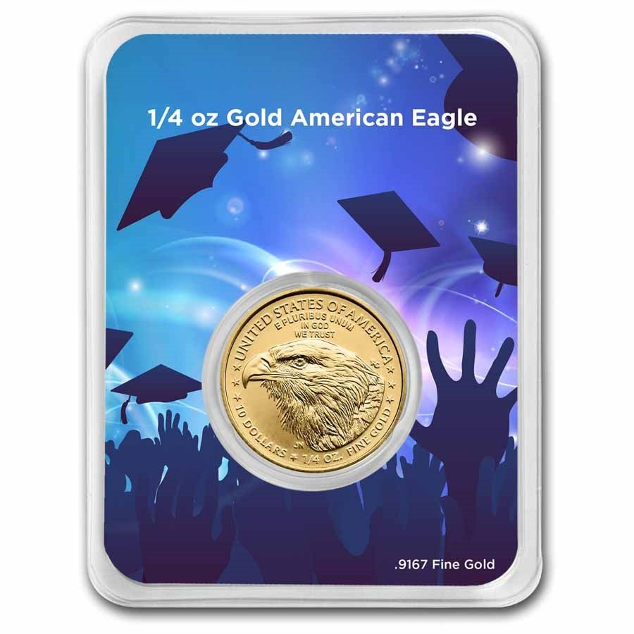 2025 1/4 oz Gold Eagle - w/Celebrate Graduate Card, In TEP