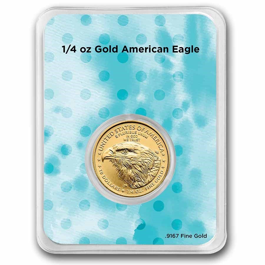 2025 1/4 oz Gold Eagle - w/Happy Birthday, Balloons Card, In TEP