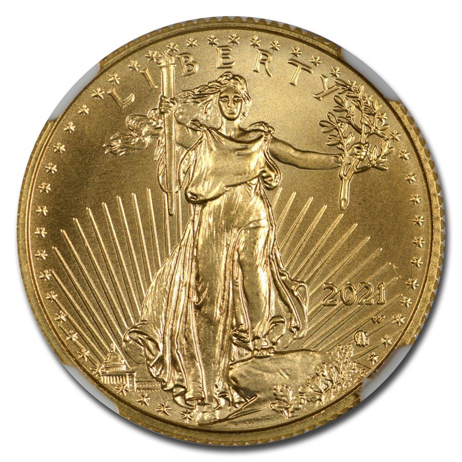 2021-W 1/4 oz Gold Eagle MS-69 NGC (Unfinished Proof Dies)