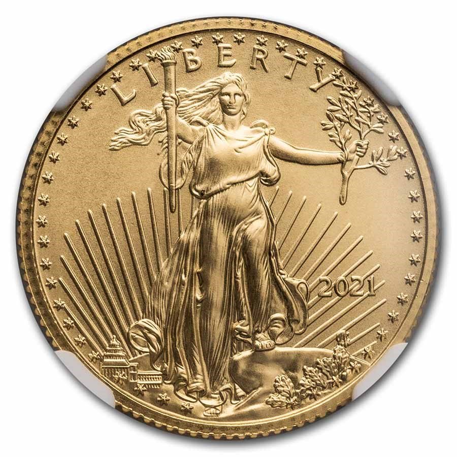 2021 1/4 oz American Gold Eagle (Type 1) MS-70 NGC (Everhart)