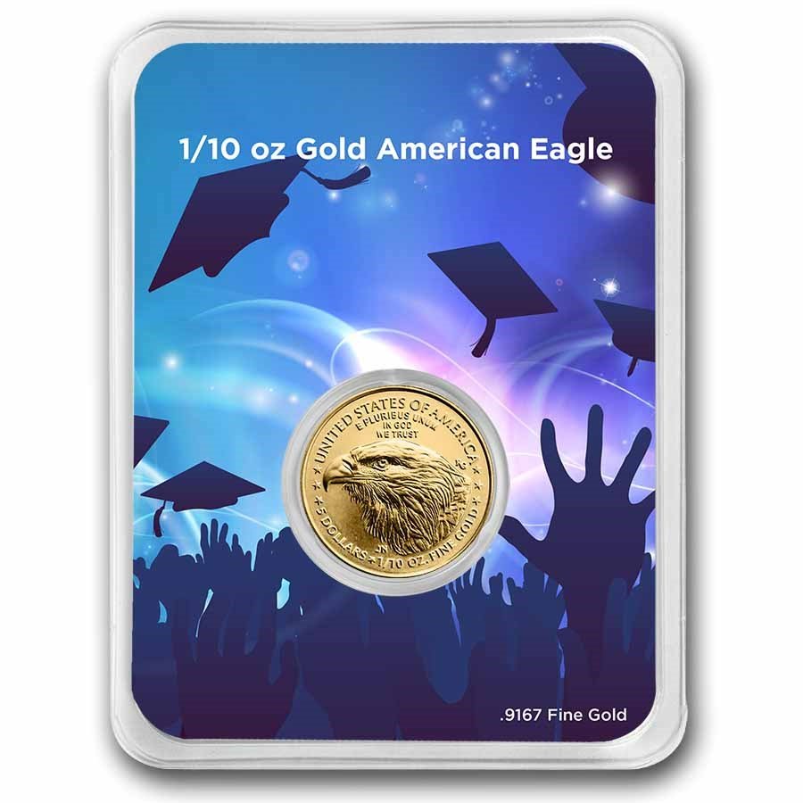 2025 1/10 oz Gold Eagle - w/Celebrate Graduate Card, In TEP