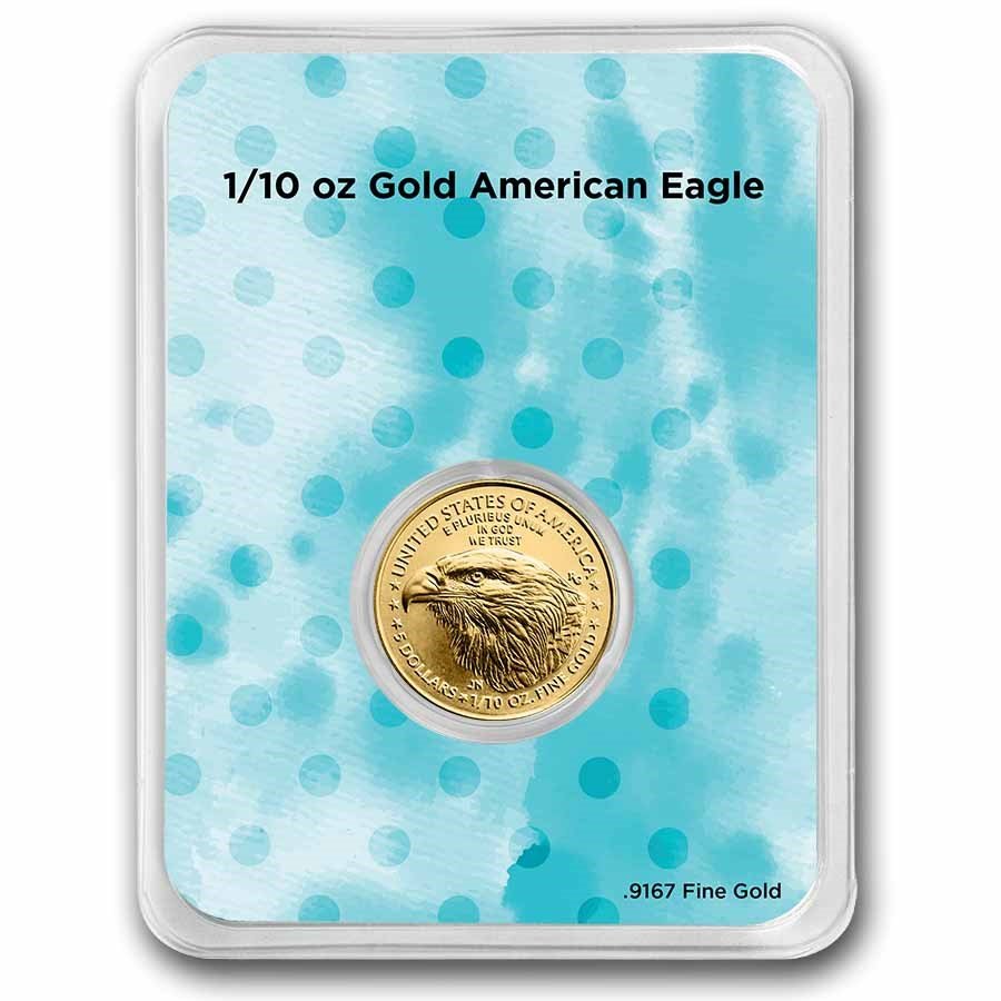 2025 1/10 oz Gold Eagle - w/Happy Birthday, Balloons Card, In TEP