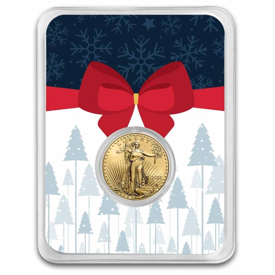 2025 1/10 oz American Gold Eagle - w/Gift Wrap Pine Woods Card