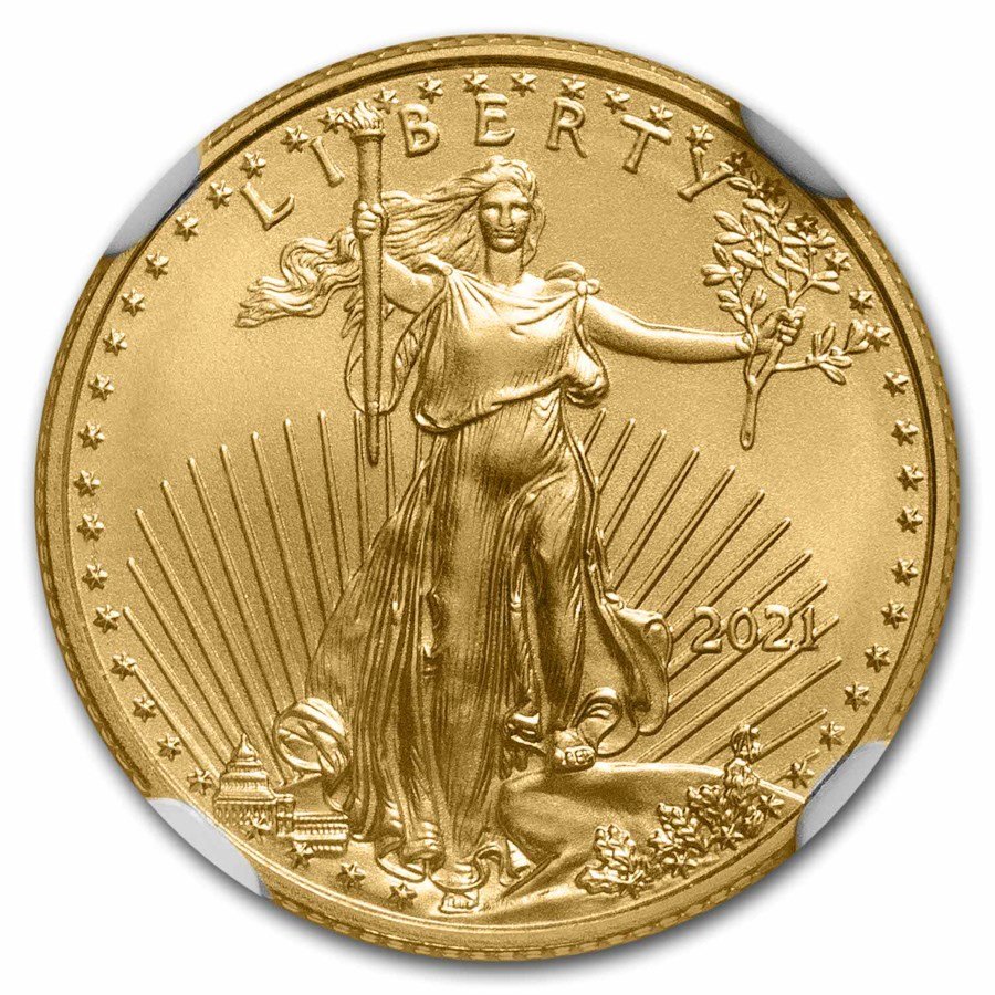 2021 1/10 oz American Gold Eagle (Type 1) MS-70 NGC (FDI)