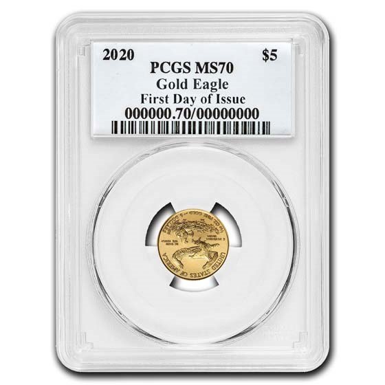 2020 1/10 oz Gold Eagle MS-70 PCGS (First Day, Black Label)