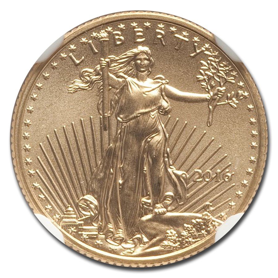 2016 1/10 oz Gold Eagle MS-70 NGC (30th Anniversary, Eagle Label)