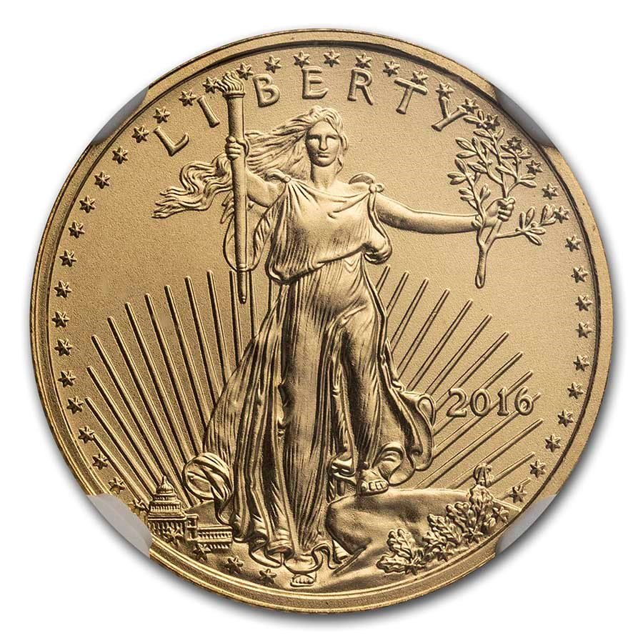 2016 1/10 oz Gold Eagle MS-70 NGC (30th Anniversary, FDI)