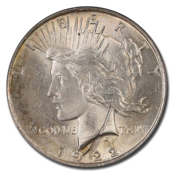 1922 Peace Dollar MS-62 PCGS (Struck-Thru Obverse)