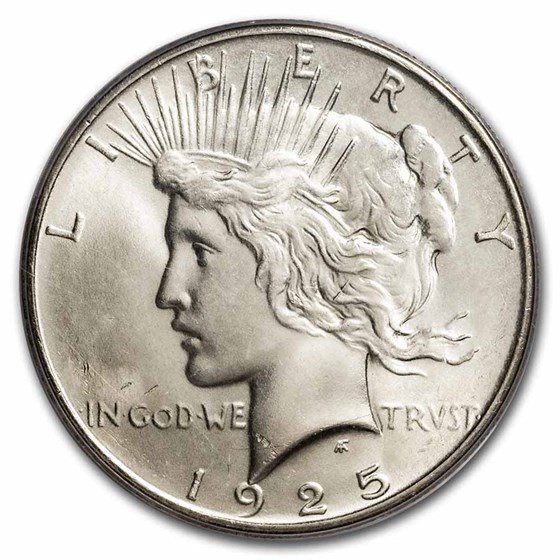 1925 Peace Dollar MS-66 PCGS
