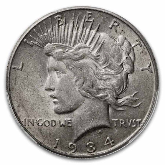 1934-S Peace Dollar AU-55 PCGS (Reverse Peeling Lamination Error)