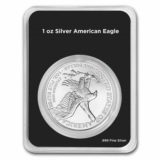 2025 1 oz Silver Eagle - w/American Flag, Black Card, In TEP