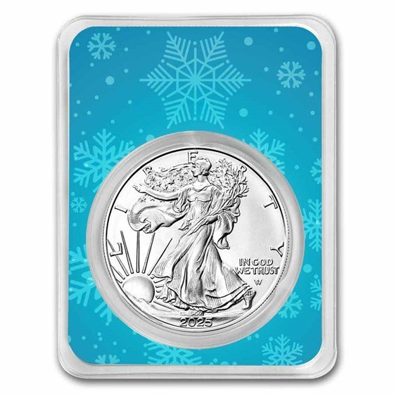 2025 1 oz American Silver Eagle - w/Snowflakes Card