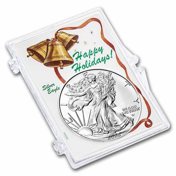2025 1 oz American Silver Eagle - w/Snap-Lock Holder, Jingle Bell