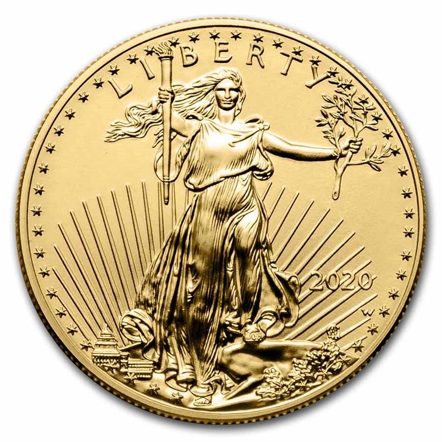 2020-W 1 oz Burnished Gold Eagle (w/Box & COA)