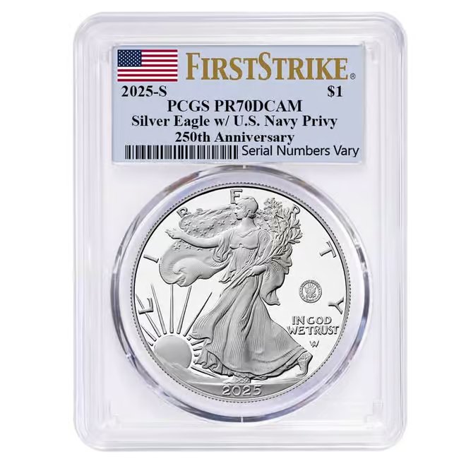 2025-S Navy Privy 1 oz Proof Silver American Eagle PCGS PF 70 FS