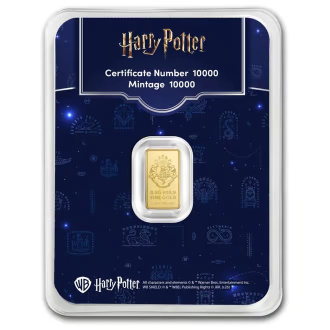 1/2 Gram Harry Potter 25th Anniversary Gold Bar .9999 Fine (in TEP)