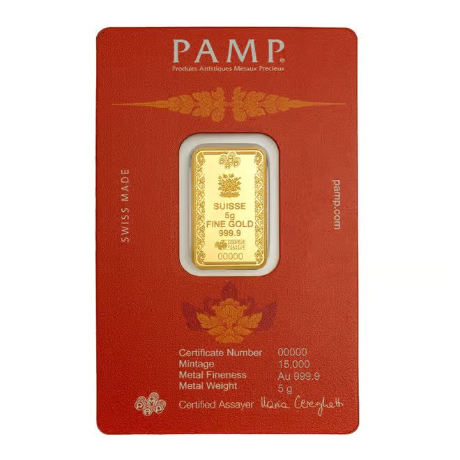 5 Gram PAMP Suisse Buddha Gold Bar .9999 Fine (in Assay)