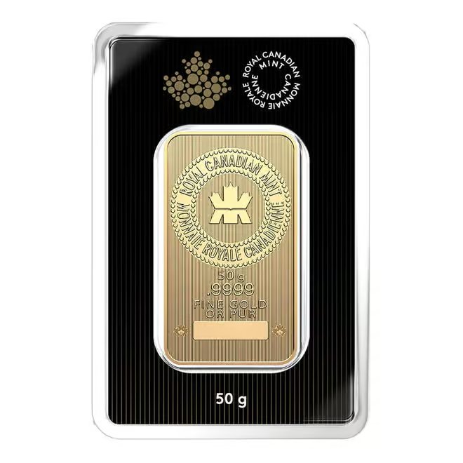 50 Gram Royal Canadian Mint RCM Wafer Gold Bar .9999 Fine (in Assay)