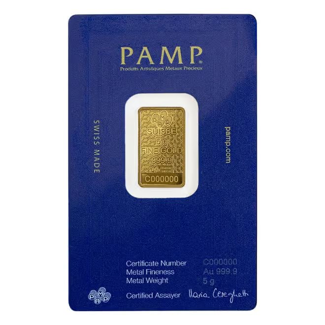 5 Gram PAMP Suisse Arabian Horse Gold Bar (w/ Frame)
