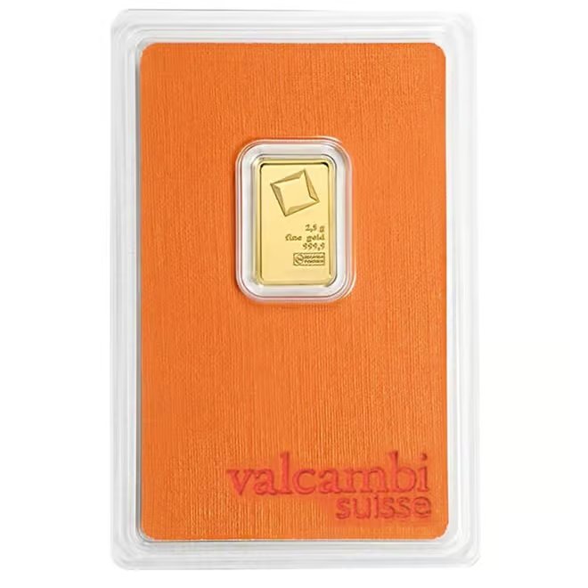 2.5 Gram Gold Bar Valcambi Suisse .9999 Fine (in Assay)