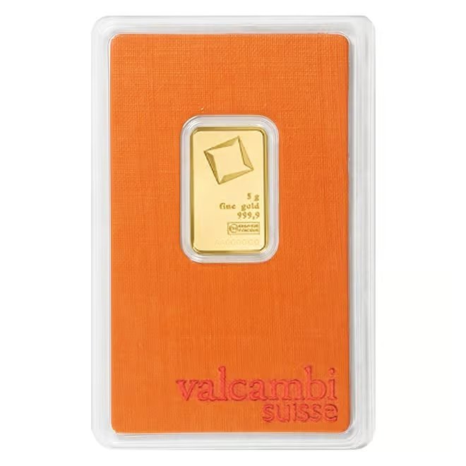 5 Gram Gold Bar Valcambi Suisse .9999 Fine (in Assay)