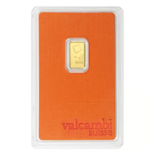 1 Gram Gold Bar Valcambi Suisse .9999 Fine (in Assay)
