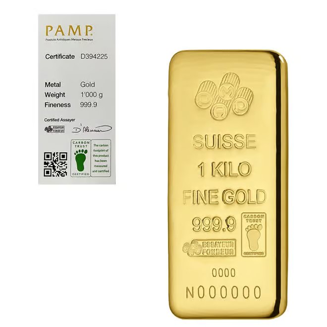 1 Kilo Gold Bar PAMP Suisse .9999 Fine (Cast, w/Assay)