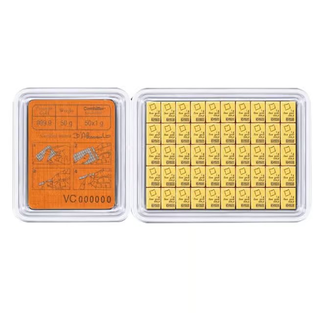 50 x 1 Gram Gold Valcambi CombiBar .9999 Fine (in Assay)