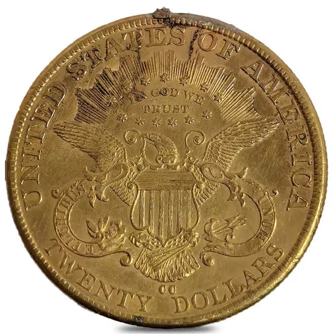 1892-CC $20 Liberty Head Double Eagle Gold Coin Ex-Jewelry
