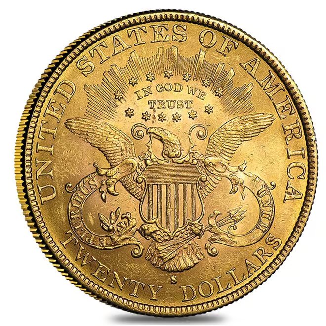 $20 Gold Double Eagle Liberty Head - Almost Uncirculated AU (Random Year)