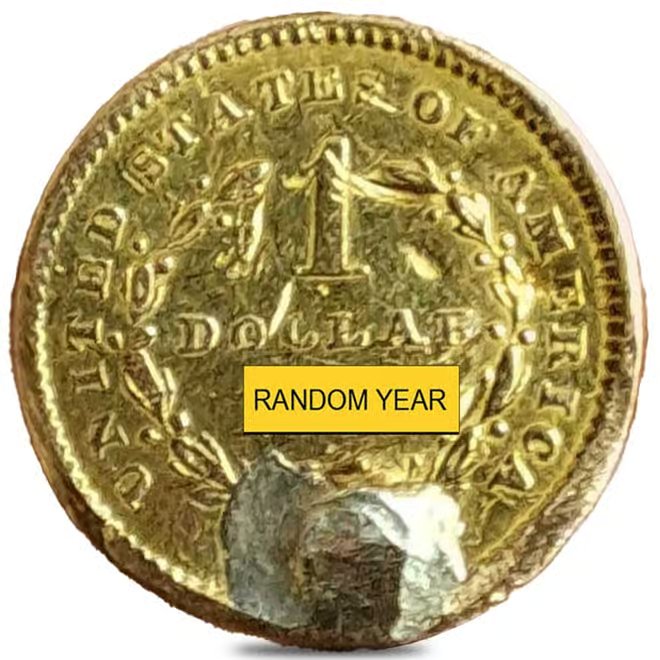 $1 Gold Liberty Head Type 1 - Ex Jewelry (Random Year)