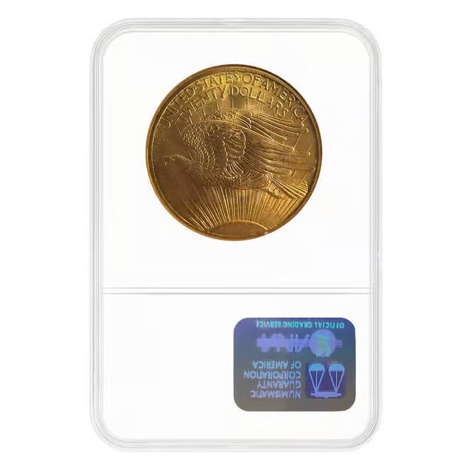 1907 $20 Gold Saint Gaudens Double Eagle Coin PCGS MS 64