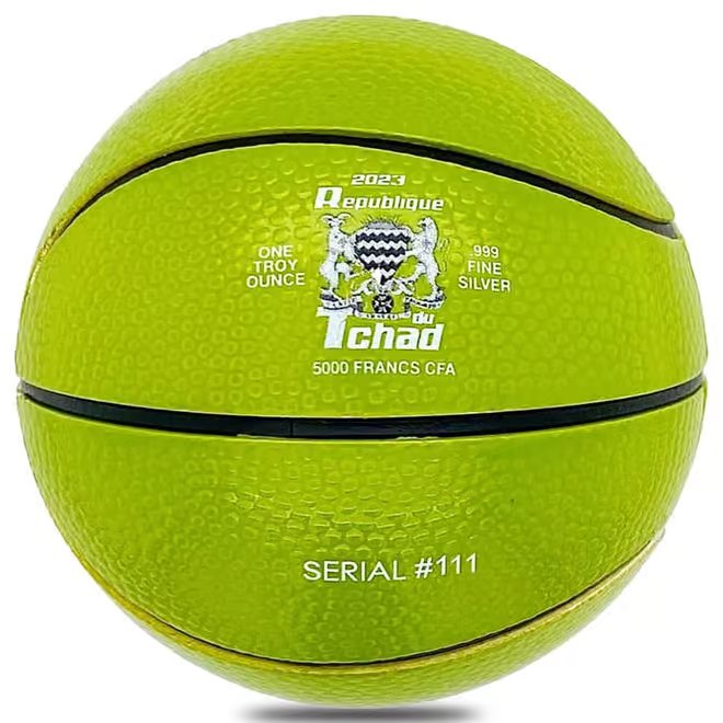 2023 Chad 1 oz Silver Mountain Dew Basketball Spherical Coin .999 Fine (w/Box)