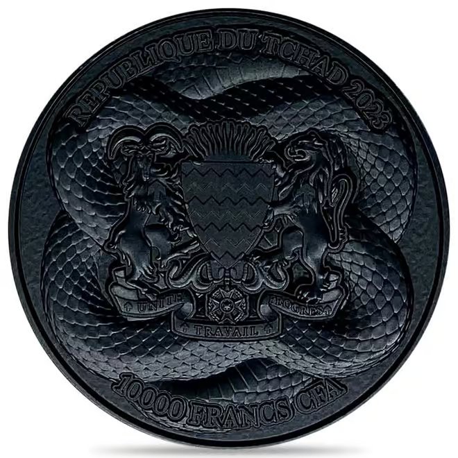 2023 Chad 2 oz Silver Black Mamba High Relief Coin .999 Fine (w/Box)