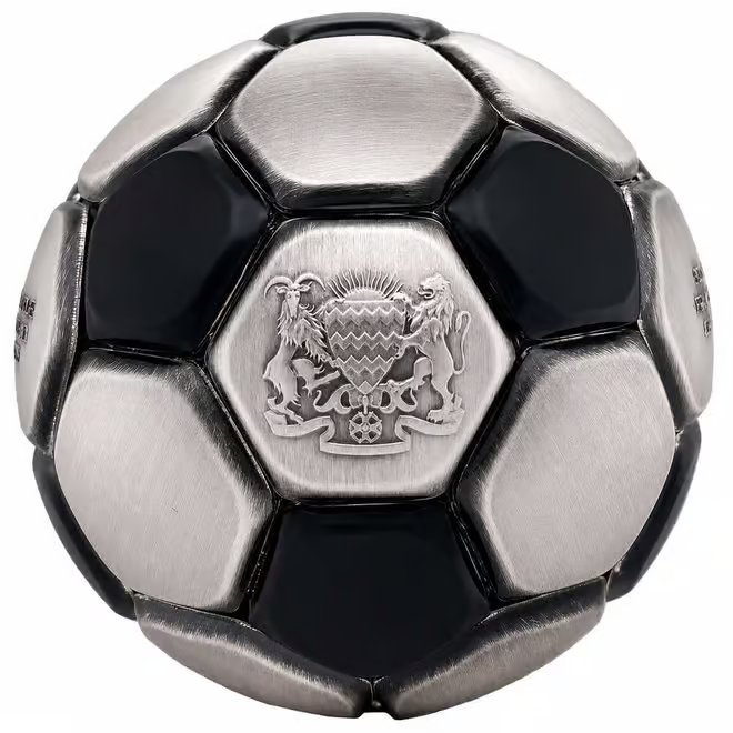 2022 Chad 30 Gram Silver Soccer Ball Spherical Antiqued Coin .999 Fine (w/Box)