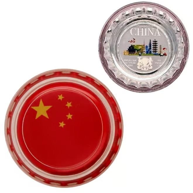 2022 Chad 6 Gram World Landmarks - China Bottle Cap Proof Silver Coin .999 Fine (In Cap)
