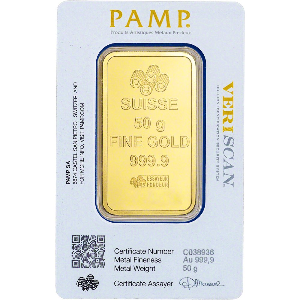 PAMP Suisse 50 Gram Gold Bar Fortuna Design