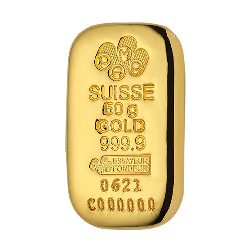 PAMP Suisse 50 Gram Gold Bar - Poured Design