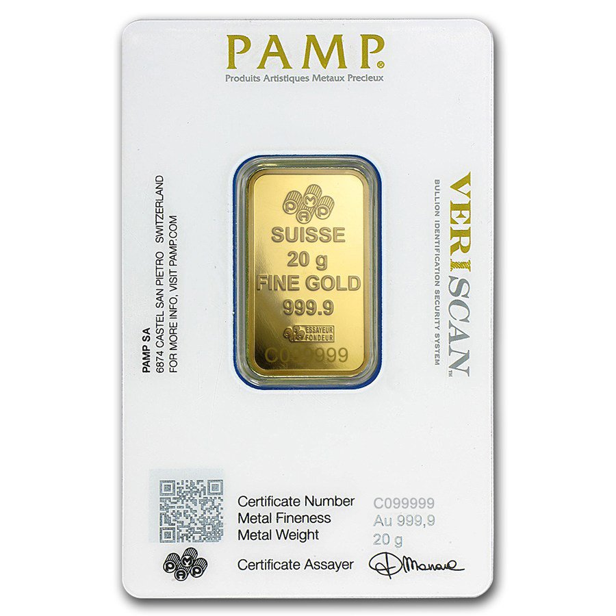 PAMP Suisse 20 Gram Gold Bar - Lady Fortuna