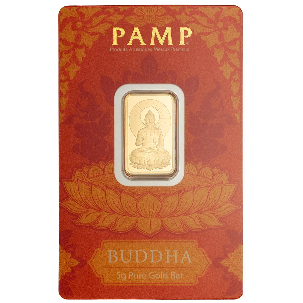 5 gram Gold Bar - PAMP Suisse Buddha (In Assay w/ Sleeve)